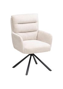 Mid.you Armlehnstuhl , Schwarz, Beige , Metall, Textil , Rundrohr , 57x95x65 cm , Sitzfl&auml;che 180&deg; drehbar , Esszimmer, St&uuml;hle, Polsterst&uuml;hle