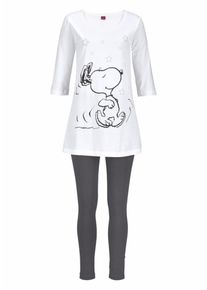 PEANUTS Pyjama Damen Gr&ouml;&szlig;e XS grau / wei&szlig; Winterkleid
