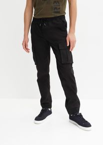 Regular Fit Schlupf-Cargohose Straight in schwarz, Gr&ouml;sse 56, 97% Baumwolle, bonprix