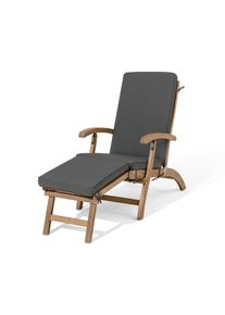 Tchibo - Chaise de pont avec repose-pieds extensible - gris/marron