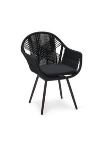Tchibo - Chaise de jardin pivotante avec tressage crois&eacute; en textile - noir