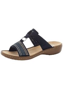 Rieker Pantolette Damen Gr&ouml;&szlig;e 36 kitt / himmelblau / dunkelblau / wei&szlig;