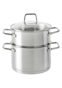 Homeware Profession. Gem&uuml;sed&auml;mpfer , Edelstahlfarben , Metall , 3 l , zylindrisch , 25.5 cm , Lfgb , rostfrei , Kochgeschirr, T&ouml;pfe, Schnellkocht&ouml;pfe