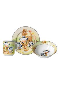 Ritzenhoff Breker Kindergeschirrset , Braun, Gr&uuml;n, Schwarz, Weiss , Keramik , 3-teilig , Tier , 20x11x20 cm , F&uuml;ttern, Kindergeschirr & Kinderbesteck