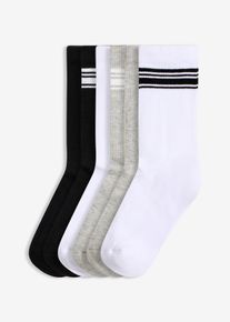 Lot de 6 paires de chaussettes de sport en blanc, Taille 39-42, Couleur/Motif: blanc + gris clair chin&eacute; + noir, bonprix