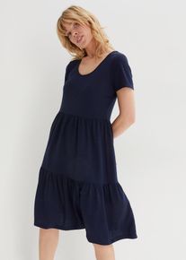 Shirtkleid mit Strukturmuster aus Viskose-Mix in blau, Gr&ouml;sse 44/46 (L), bonprix