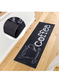 Hanse Home, Hanse Home K&uuml;chenl&auml;ufer &raquo;Cup Of Coffee&laquo; rechteckig 3 mm H&ouml;he L&auml;ufer, Rutschfest, K&uuml;chenteppich, K&uuml;che, Teppich, Pflegeleicht, schwarz,wei&szlig;