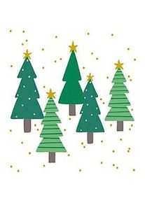 Papstar Weihnachts-Servietten &bdquo;Winter Trees&ldquo;, 3-lagig, &frac14;-Falz, mit Motiv, B 330 x H 330 mm, Tissue, gr&uuml;n, 20 St&uuml;ck