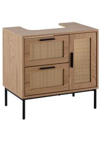 Mid.you Waschbeckenunterschrank , Eichefarben , Metall , 2 Schublade(n) Schubladen , einzeln stellbar , 60x60x40 cm , stehend , Badezimmer, Badezimmerschr&auml;nke, Waschbeckenunterschr&auml;nke