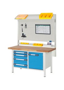 Werkbank mit Systemaufbau Serie 8000, mit Systemaufbau 6, BxT 1500 x 700 mm eurokraft pro