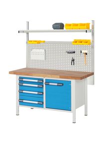 Werkbank mit Systemaufbau Serie 8000, mit Systemaufbau 5, BxT 1500 x 700 mm eurokraft pro