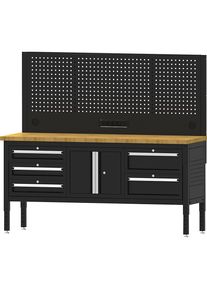 Werkbank BLACKLINE, mit 6 Schubladen, Fl&uuml;gelt&uuml;rschrank, Plattenbreite 1829 mm