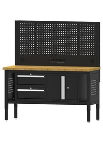 Banco da lavoro BLACKLINE, con 2 cassetti, armadio con ante a battente, larghezza del piano 1829 mm