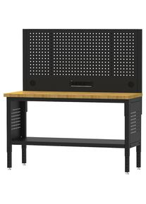 Werkbank BLACKLINE, ohne Unterbauschrank, mit Lochwand, Plattenbreite 1829 mm