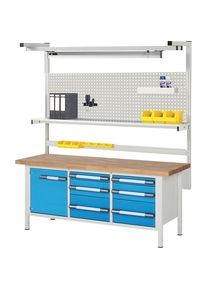 Werkbank mit Systemaufbau Serie 8000, mit Systemaufbau 8, BxT 2000 x 700 mm, CH eurokraft pro