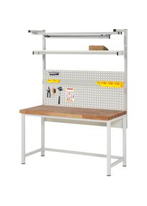 Werkbank mit Systemaufbau Serie 8000, mit Systemaufbau 4, BxT 1500 x 700 mm, CH eurokraft pro