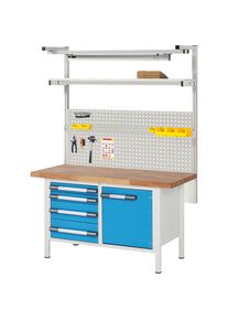 Werkbank mit Systemaufbau Serie 8000, mit Systemaufbau 8, BxT 1500 x 700 mm, CH eurokraft pro