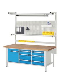 Werkbank mit Systemaufbau Serie 8000, mit Systemaufbau 8, BxT 2000 x 900 mm, CH eurokraft pro