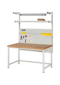 Werkbank mit Systemaufbau Serie 8000, mit Systemaufbau 4, BxT 1500 x 900 mm, CH eurokraft pro