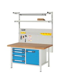 Werkbank mit Systemaufbau Serie 8000, mit Systemaufbau 8, BxT 1500 x 900 mm, CH eurokraft pro