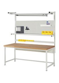 Werkbank mit Systemaufbau Serie 8000, mit Systemaufbau 4, BxT 2000 x 900 mm, CH eurokraft pro