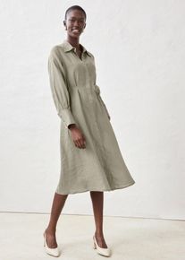 Hemdblusenkleid aus reinem Leinen in gr&uuml;n, Gr&ouml;sse 48, bonprix