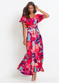 Maxikleid mit Volant in blau, Gr&ouml;sse 44/46 (L), bonprix