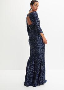 Robe &agrave; sequins avec d&eacute;coupe dos en bleu, Taille 36, Couleur/Motif: bleu fonc&eacute;, bonprix