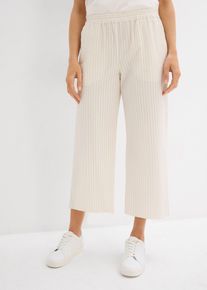 Palazzo-Hose aus Seersucker 7/8 L&auml;nge in beige, Gr&ouml;sse 48, 100% Baumwolle, bonprix