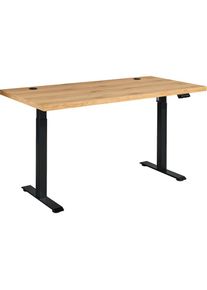 Bega Office, BEGA OFFICE Schreibtisch 2 Stk. tlg. Breite 160 cm, h&ouml;henverstellbar 72-116 cm, eiche, schwarz, schwarz, eiche, B/H/T: 160 cm x 120 cm x 