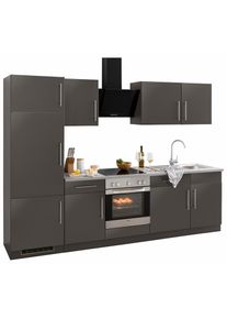 Wiho-K&uuml;chen Wiho K&uuml;chen, wiho K&uuml;chen K&uuml;chenzeile &raquo;Cali, TOPSELLER&laquo; ohne E-Ger&auml;te, Breite 280 cm, k&uuml;che: grau, korpus: anthrazit matt, arbeitsplatte: canvas grau, 