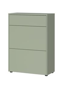 Germania, Germania Schuhschrank &raquo;Binetto&laquo; 1 Stk. tlg. Schuhschrank mit einer Schublade, zwei Klappen und Push-to-open Tech., taupegr&uuml;n, navarra, eiche