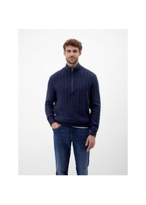 Lerros, Herren, Lerros Strickpullover &raquo;Troyer mit Zopfmuster - Klassik trifft Coolness&laquo;, classic navy, 3XL, Traditionelles Zopfmuster in modernem 