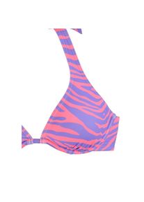Venice Beach, Unisex, B&uuml;gel-Bikini-Top &raquo;Fjella&laquo; in zweifarbiger Animal-Optik, violett, koralle, 36, Cup C, Herausnehmbare Softcups