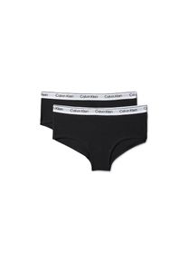 Calvin Klein Underwear, Unisex, Hipster &raquo;2PK SHORTY&laquo; Packung, 2er-Pack, Mit Markennamen auf dem Bund, f&uuml;r Kinder, 2x schwarz, 128/134, Unterhosen Pack