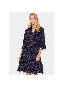 Saint Tropez, Unisex, Blusenkleid &raquo;EdaSZ Dress&laquo; Sommerkleid, Tunikakleid mit Volant und 3/4 &Auml;rmel, baritone ice mini hearts, S, N-Gr, Bequeme Passform