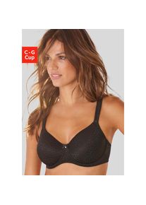 Lascana, Lascana Minimizer-BH mit B&uuml;gel aus schimmernder Jaquardspitze, schwarz, 105, Cup F, Minimizer-BH