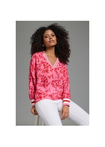 Laura Scott, Unisex, Chiffonbluse leicht transparent, mit h&uuml;ftbedeckender L&auml;nge, V-Ausschnitt, pink, 46, Langarmbluse mit h&uuml;ftbedeckender L&auml;nge