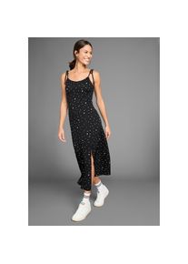 Kangaroos, Unisex, Kangaroos Midikleid mit Spaghetti-Tr&auml;gern und Schlitz am Saum, schwarz, wei&szlig;, 46, N-Gr, Midikleid im Casual Look