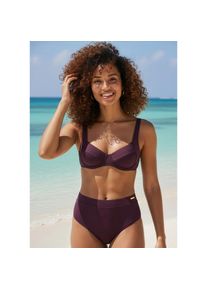 Lascana, Unisex, Lascana Highwaist-Bikini-Hose &raquo;Lolo&laquo; mit angesetztem B&uuml;ndchen, aubergine, 34, N-Gr, Modische Farben