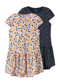 name it Kleid 'NKFVIGGA' M&auml;dchen Gr&ouml;&szlig;e 128 nachtblau / dunkelgr&uuml;n / orange / pastellpink