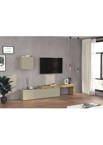 Goodproduct, GOODproduct TV-Wand &raquo;Chronos TV-Set, Wohnwand &ndash; Elemente frei platzierbar, Made in Italy&laquo; Set, 2-er set, 2 Stk. tlg., taube, eiche wotan,