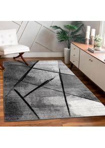 Paco Home, Teppich &raquo;Mondial 113&laquo; rechteckig 13 mm H&ouml;he Kurzflor, modernes abstraktes Design, grau, Polypropylen, 13 mm