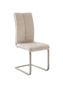 MCA furniture, MCA furniture Freischwinger &raquo;Hudson Schwingstuhl 4er Set&laquo; (Set) 4 Stk.Flachrohr,Vintage-Veloursoptik,mit Griff,belastbar 140 kg, creme,