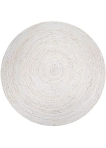 Paco Home, Teppich &raquo;Viborg 595&laquo; rund 13 mm H&ouml;he Jute, Modern, Boho, Handgefertigter Natur-Teppich, wei&szlig;, Jute, 13 mm