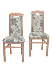 Hofmann Living And More, HOFMANN LIVING AND MORE Esszimmerstuhl (Set) 2 Stk., creme, grau, buche, nachbildung, Polyester, B/H/T: 45 cm x 95 cm x 49 cm