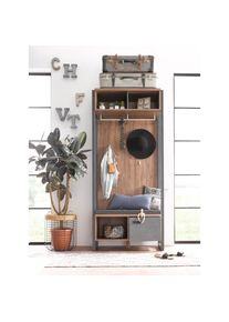 Home Affaire, Home Affaire Garderobenschrank &raquo;Detroit&laquo; 90 cm breit, braun, schieferfarben, B/H/T: 90 cm x 202 cm x 45 cm