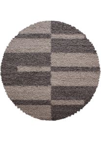 Ayyildiz Teppiche, Hochflor-Teppich &raquo;Gala Shaggy 2505&laquo; rund 30 mm H&ouml;he Wohnzimmer, taupe, Kunstfaser, 30 mm