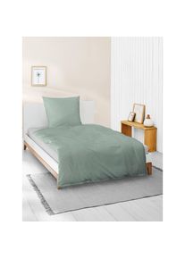 Bierbaum, Bierbaum Bettw&auml;sche &raquo;Elegant uni&laquo; 2 Stk. Mako-Satin, 100 % Baumwolle, Uni, pflegeleicht, gr&uuml;n, Mako-Satin, Obermaterial: 100% Baumwolle, 1 