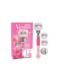 Gillette Venus, K&ouml;rperrasierer &raquo;Venus Pro ComfortGlide Tropical 3er + Handst&uuml;ck&laquo;, grau, Hochwertiges Metallhandst&uuml;ck